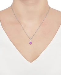 Lab-Grown Pink Sapphire (2-1/3 ct. t.w.) & Lab-Grown White Sapphire (1/10 ct. t.w.) Heart 18" Pendant Necklace in Sterling Silver