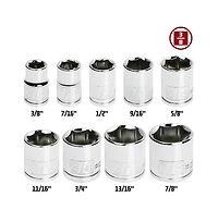 Powerbuilt 9 Piece 3/8 Inch Drive Sae 6 Point. Shallow Socket Set