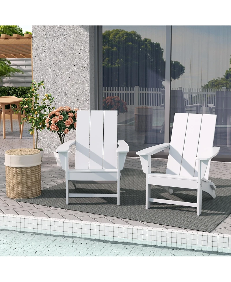 Modern Outdoor Folding Adirondack Chair (Set of 2)