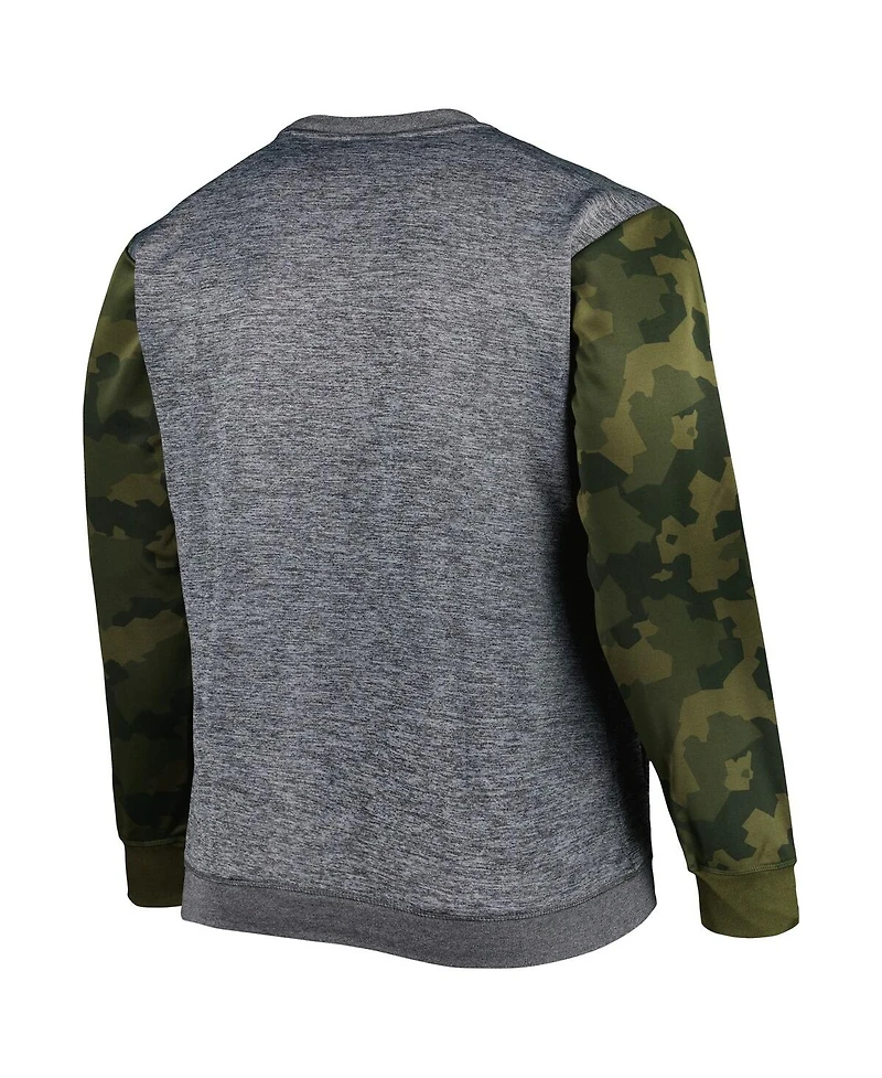 Men's Fanatics Heather Charcoal Chicago Bulls Big and Tall Camo Stitched Sweatshirt