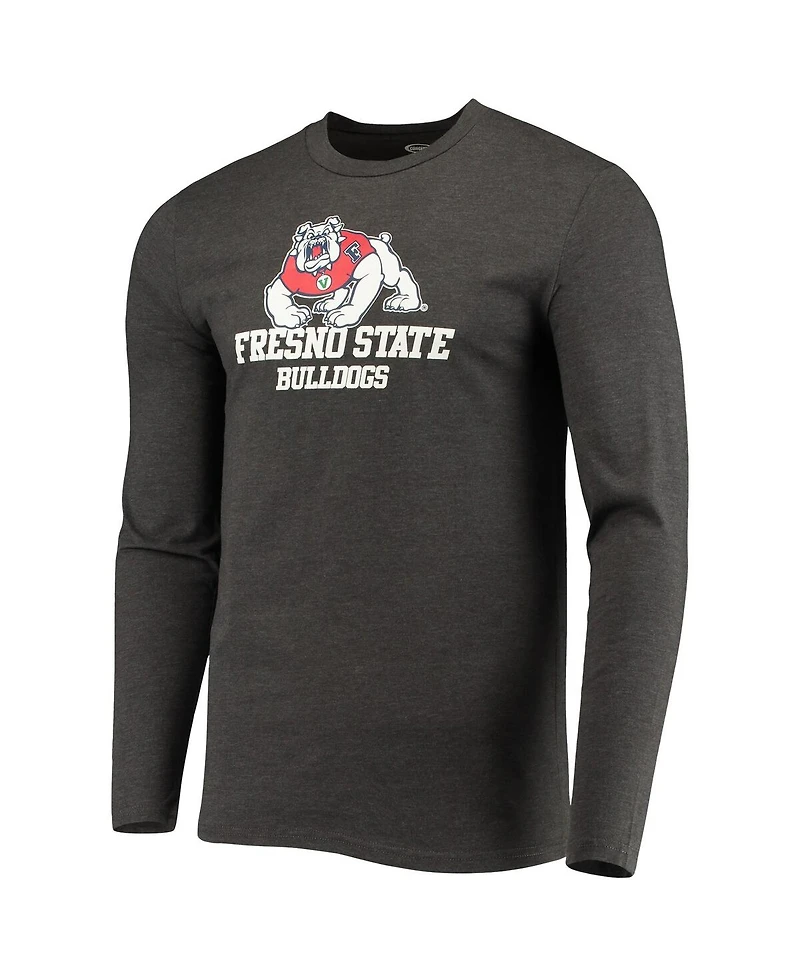 Men's Concepts Sport Red, Heathered Charcoal Fresno State Bulldogs Meter Long Sleeve T-shirt and Pants Sleep Set