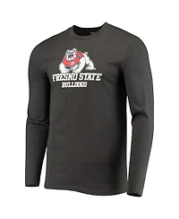 Men's Concepts Sport Red, Heathered Charcoal Fresno State Bulldogs Meter Long Sleeve T-shirt and Pants Sleep Set