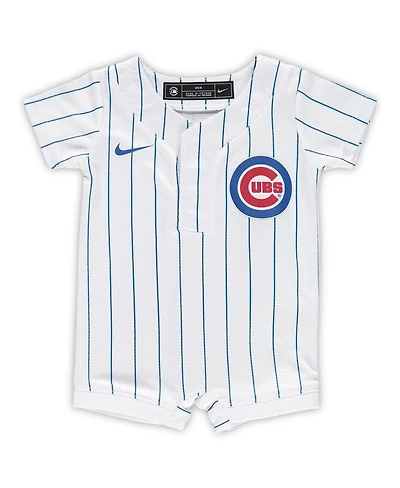 Newborn and Infant Boys and Girls Nike White Chicago Cubs Official Jersey Romper