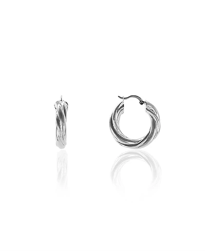 Oma The Label Abma .9" Small Hoop in White Gold- Plated Brass