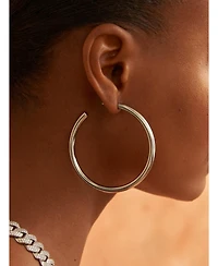 Oma The Label Liv 2 1/3" Large Hoops in White Gold- Plated Brass, 60mm