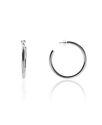 Oma The Label Liv 2" Medium Hoops in White Gold- Plated Brass, 50mm