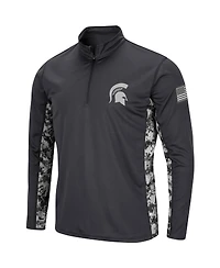 Men's Colosseum Charcoal Michigan State Spartans Oht Military-Inspired Appreciation Digi Camo Quarter-Zip Jacket
