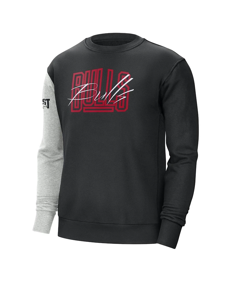 Men's Nike Black and Heather Gray Chicago Bulls Courtside Versus Force Flight Pullover Sweatshirt