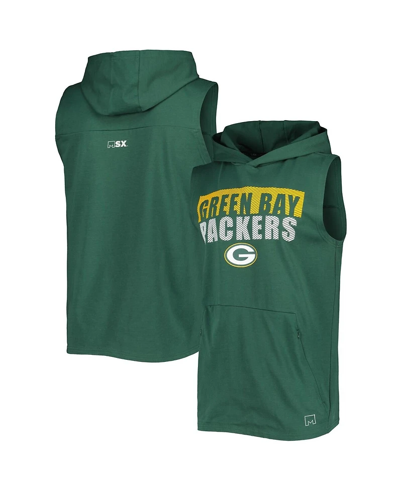 Men's Msx by Michael Strahan Green Green Bay Packers Relay Sleeveless Pullover Hoodie