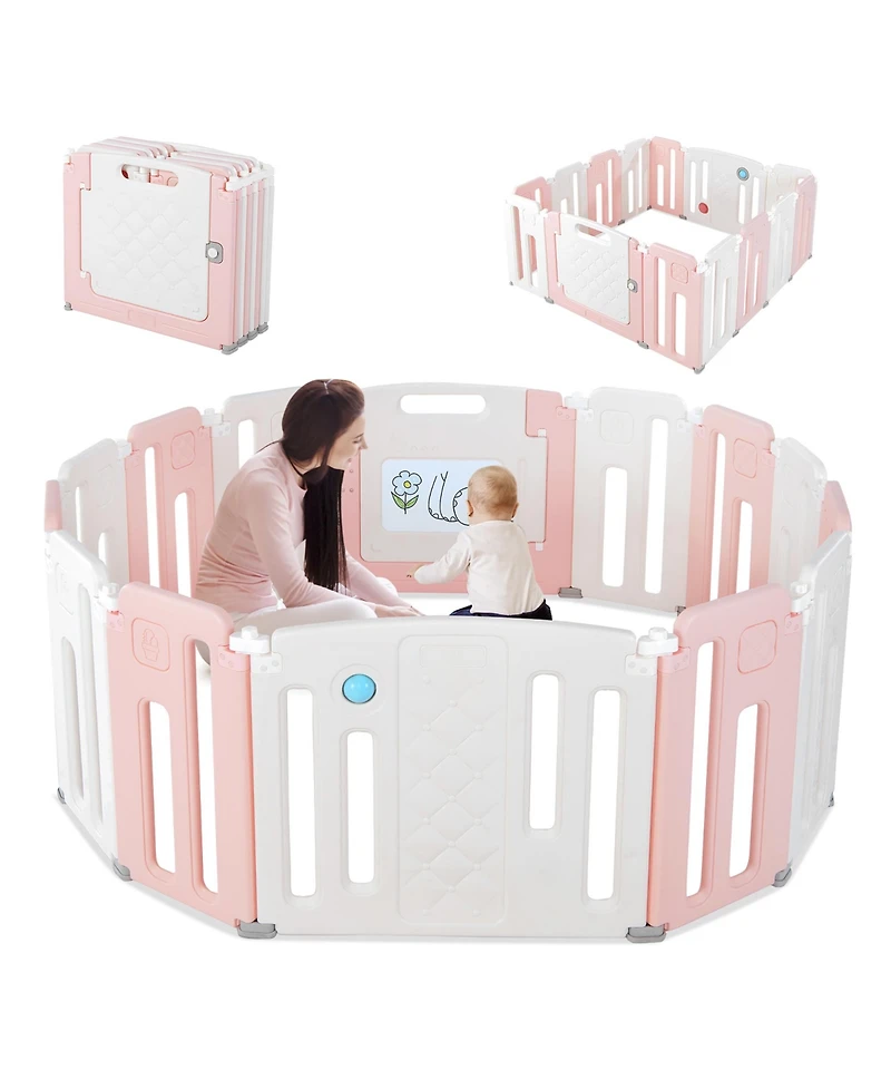 Costway Baby 14 Panels Safety Playpen Safety Activity