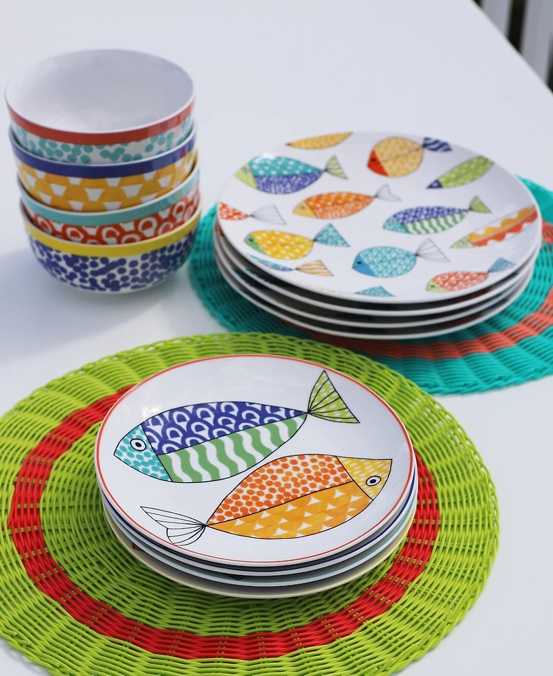 Euro Ceramica Fresh Catch 12 Pc. Dinnerware Set, Service for 4