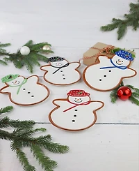 Euro Ceramica Winterfest Snowman Plates, Set of 4