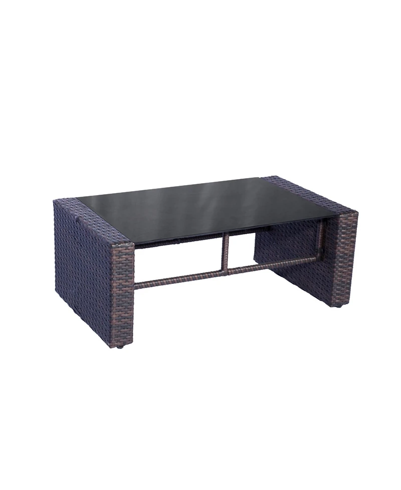 WestinTrends 4-Piece Wicker Outdoor Patio Conversation Sofa Set with Coffee Table