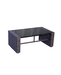 WestinTrends 4-Piece Wicker Outdoor Patio Conversation Sofa Set with Coffee Table