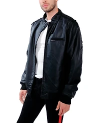 Members Only Men's Faux Leather Iconic Racer Jacket