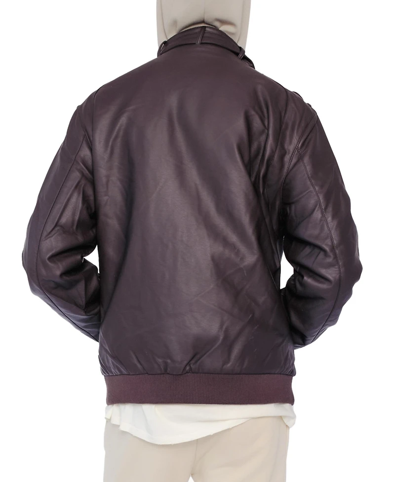Men's Big & Tall Faux Leather Iconic Racer Jacket