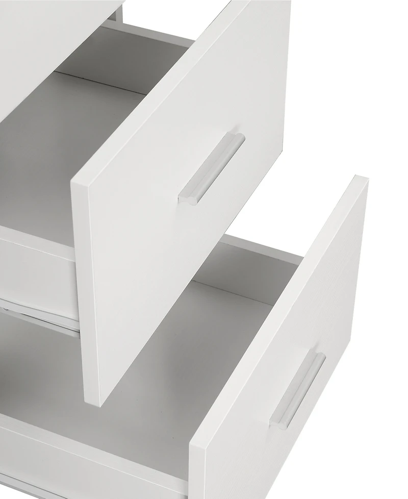 Techni Mobili Wood L-Shape Home Office with Storage Two-Tone Desk