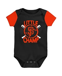 Newborn and Infant Boys Girls Black, Orange San Francisco Giants Little Champ Three-Pack Bodysuit Bib Booties Set