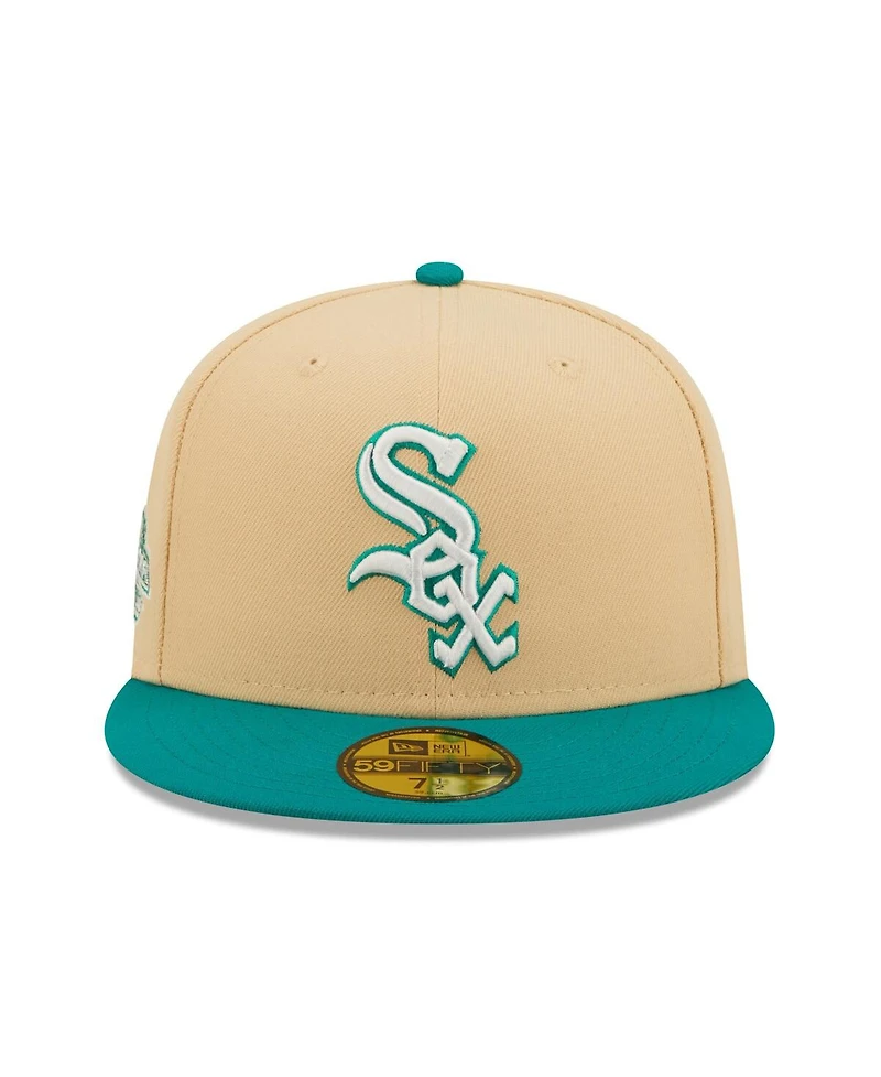 Men's New Era Natural, Teal Chicago White Sox Mango Forest 59Fifty Fitted Hat