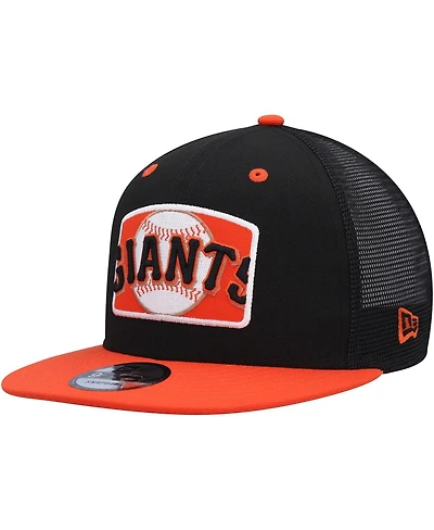 Men's New Era Black, Orange San Francisco Giants Logo Zoom Trucker 9FIFTY Snapback Hat