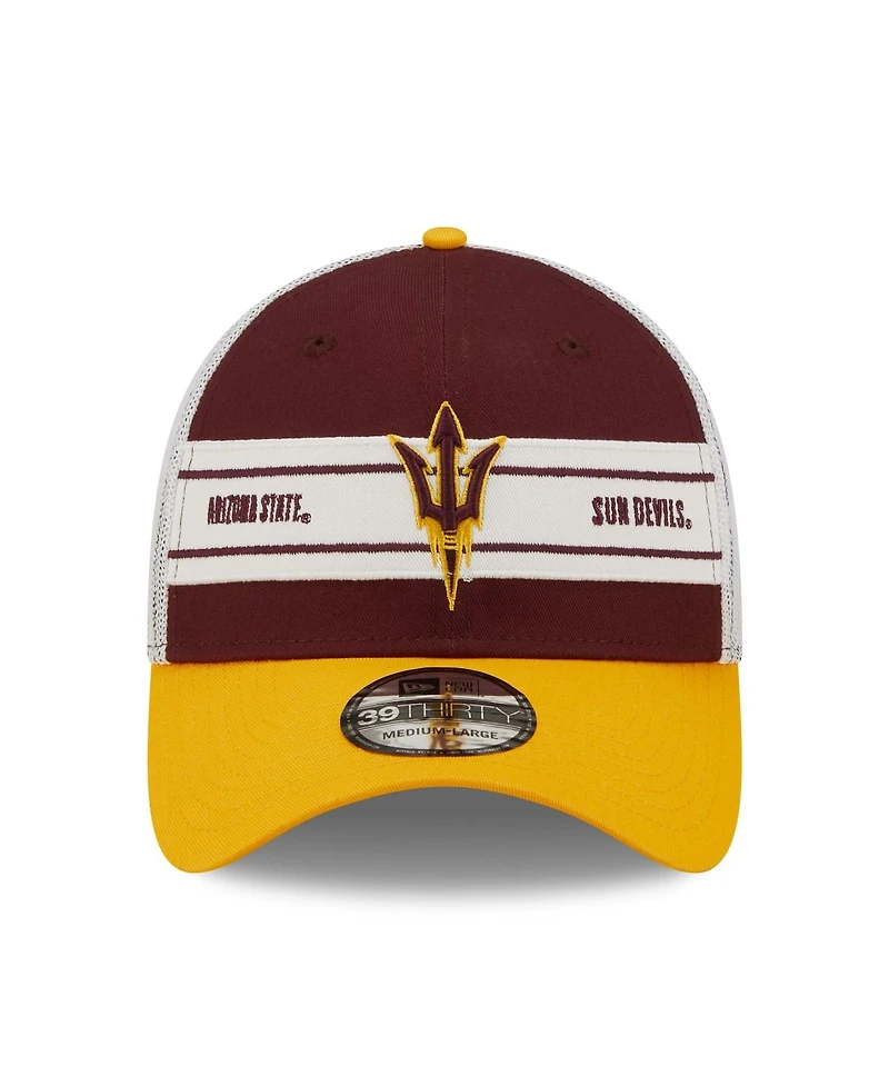 Men's New Era Maroon, Gold Arizona State Sun Devils Banded 39THIRTY Flex Hat