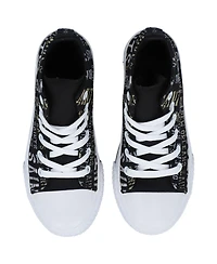 Youth Boys and Girls Foco Black New Orleans Saints Repeat Wordmark High Top Canvas Allover Sneakers