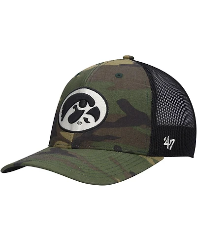 Men's '47 Brand Camo, Black Iowa Hawkeyes Team Logo Trucker Snapback Hat