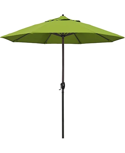 California Umbrella Aluminum Crank Open Kiwi Olefin Patio Umbrella, 9'