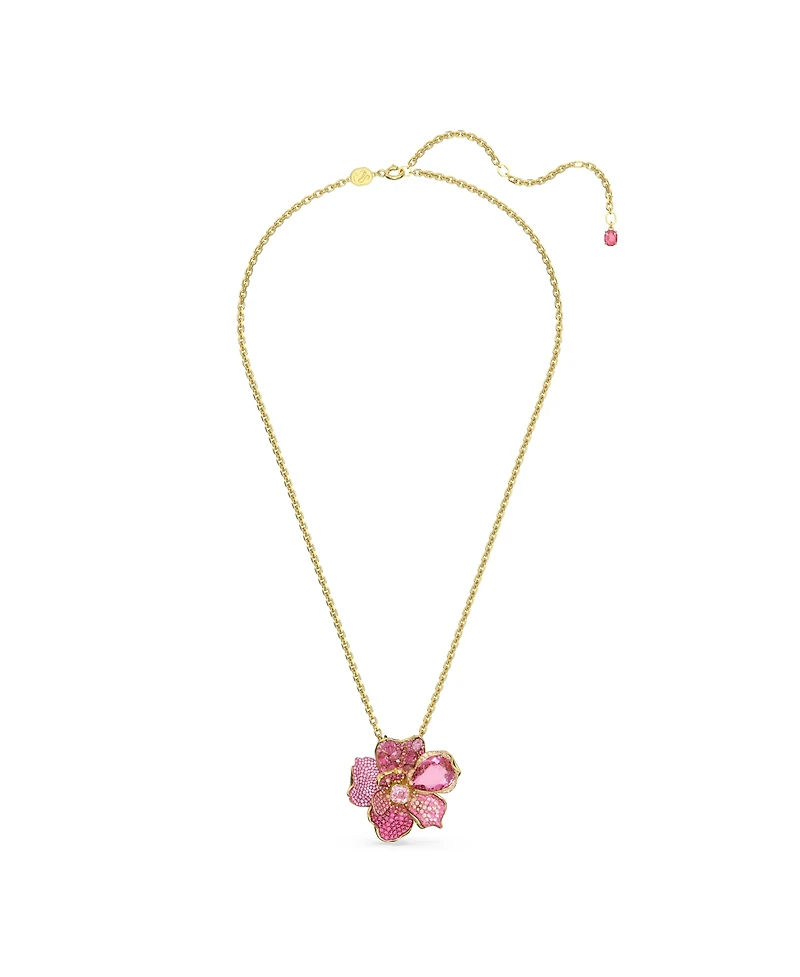 Swarovski Crystal Pave Flower Florere Pendant Necklace And Brooch