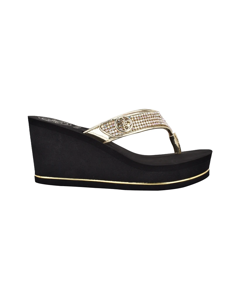 Guess Women's Sarraly Eva Logo Wedge Sandals