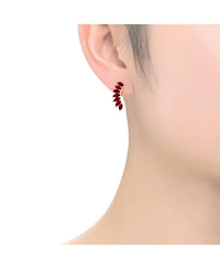 Sterling Silver Spiky Cubic Zirconia Drop Stud Earrings