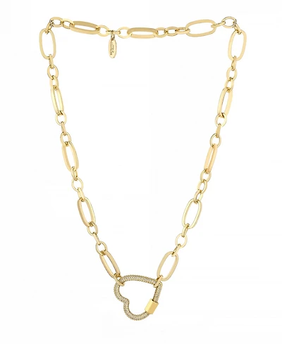 Ettika Open Heart Lock Faux Cubic Zirconia Necklace