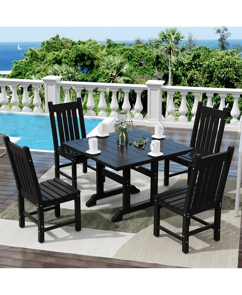 WestinTrends 5 Piece Outdoor Patio Dining Set Square Table and Chair
