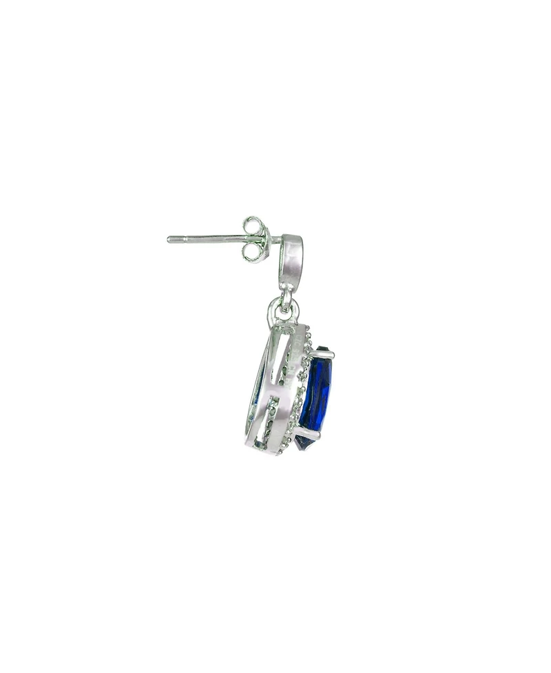 Cubic Zirconia Sterling Silver Pear Shape Drop Earrings