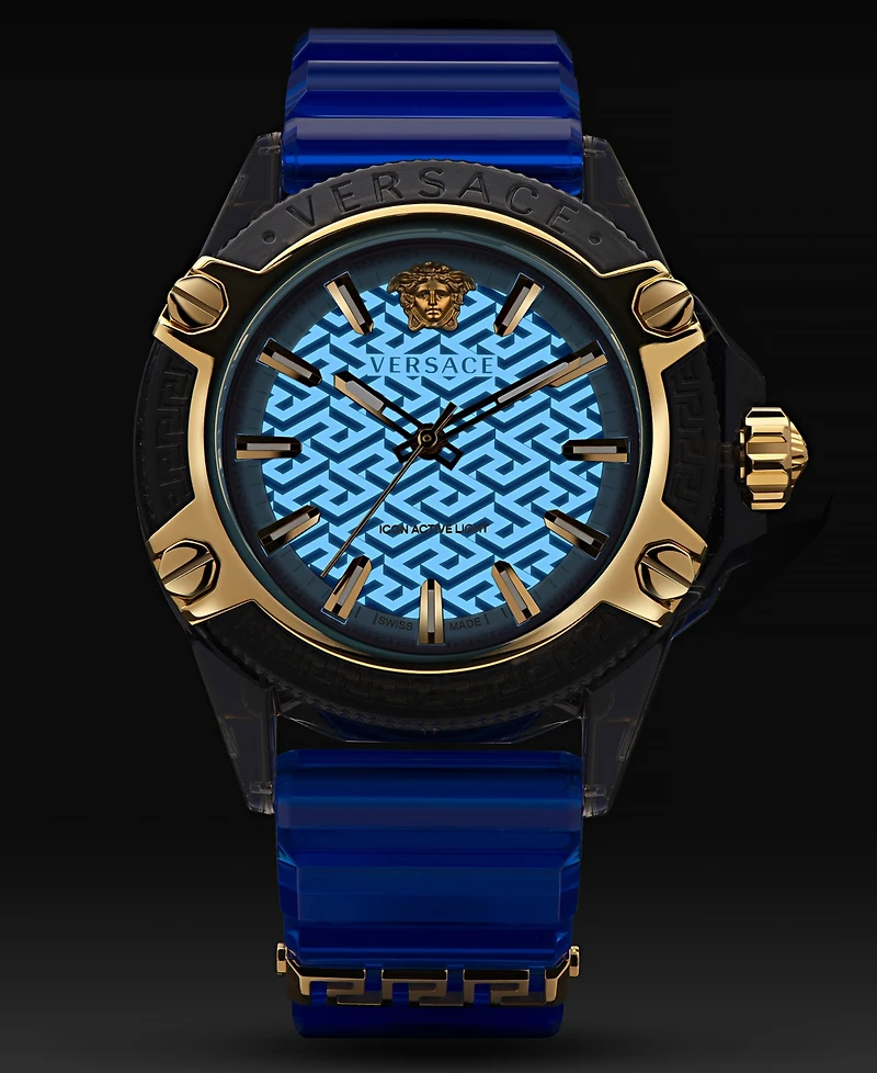 Versace Men's Swiss Icon Active Blue Silicone Strap Watch 42mm