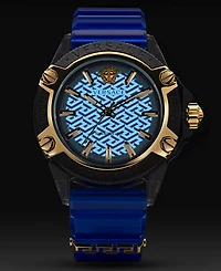 Versace Men's Swiss Icon Active Blue Silicone Strap Watch 42mm