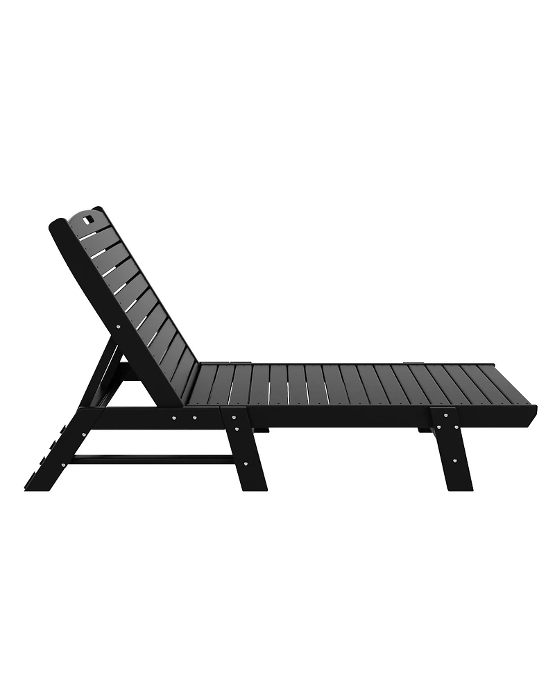 WestinTrends 2 Pieces Poly Outdoor Patio Chaise Lounge Chair with Side Table Set