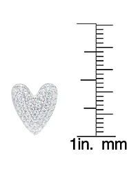 Macy's Silver Plated Brass Cubic Zirconia Heart Stud Earrings