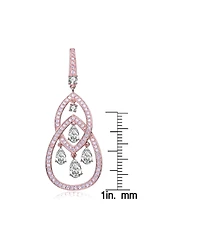Cubic Zirconia Sterling Silver Double Teardrop Chandelier Earrings