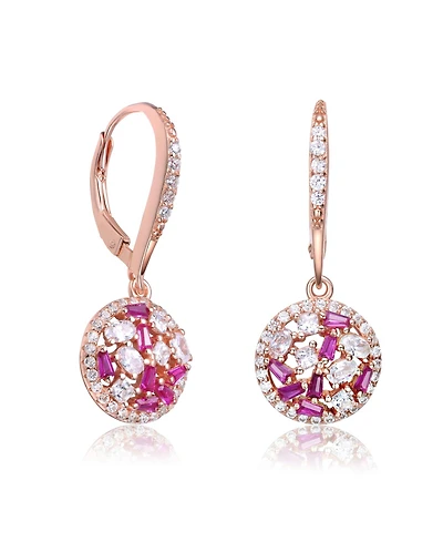 Sterling Silver Clear Baguette Oval and Round Cubic Zirconia Leaver back Earrings