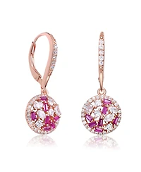 Sterling Silver Clear Baguette Oval and Round Cubic Zirconia Leaver back Earrings
