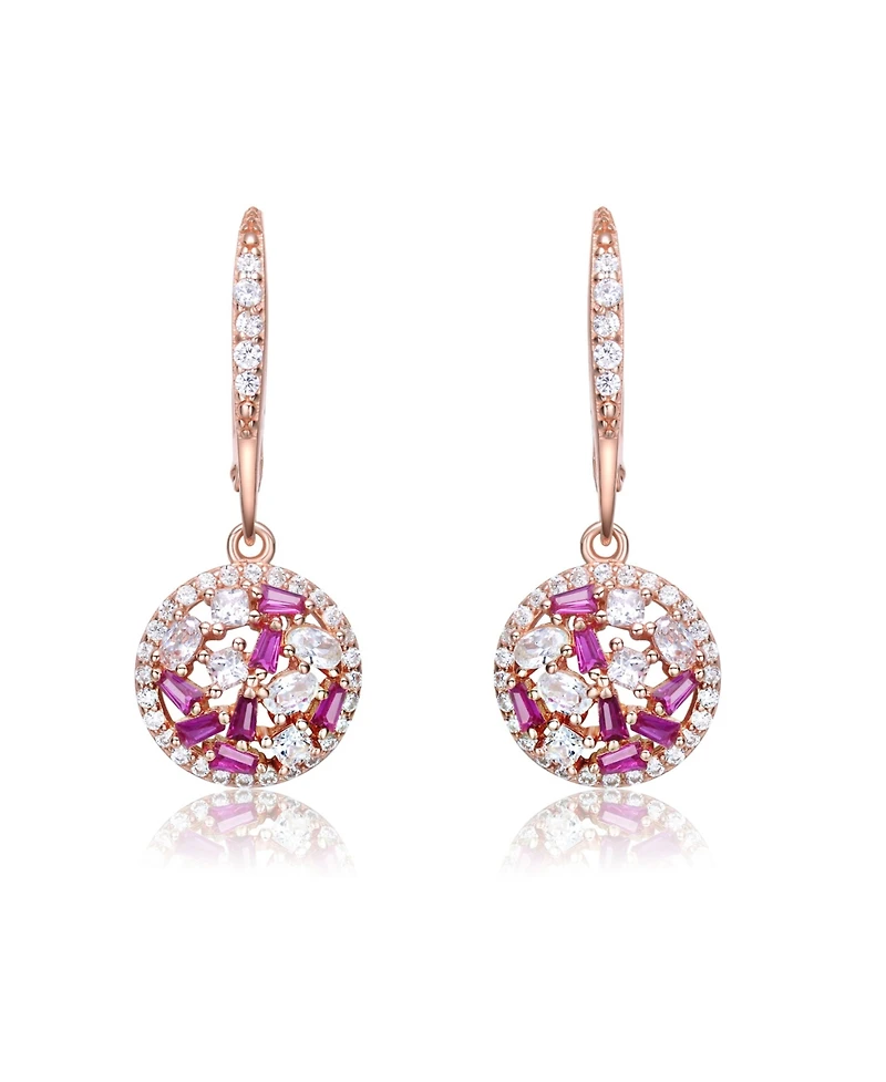 Sterling Silver Clear Baguette Oval and Round Cubic Zirconia Leaver back Earrings