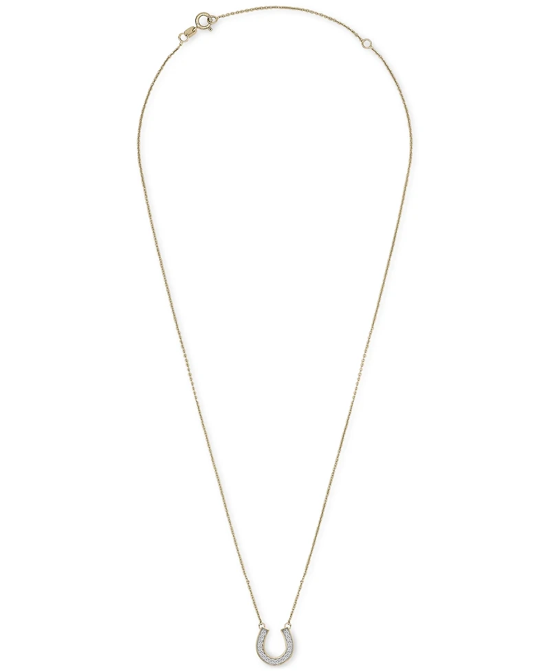 Wrapped Diamond Horseshoe Pendant Necklace (1/6 ct. t.w.) in 14k White or Yellow Gold, 17" + 2" extender, Created for Macy's