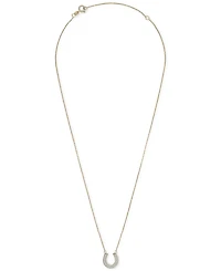 Wrapped Diamond Horseshoe Pendant Necklace (1/6 ct. t.w.) in 14k White or Yellow Gold, 17" + 2" extender, Created for Macy's