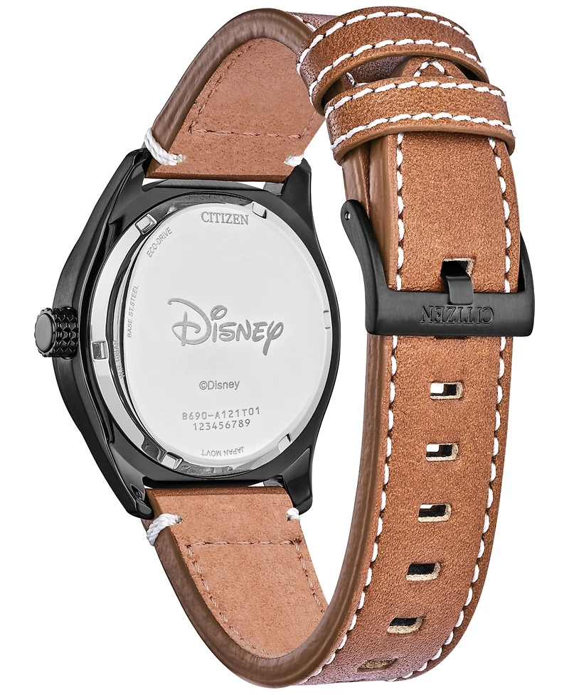 Citizen Eco-Drive Men's Disney Mickey Mouse Brown Leather Strap Watch 43mm