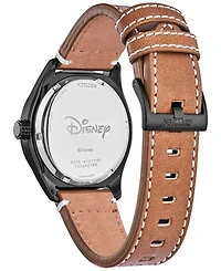 Citizen Eco-Drive Men's Disney Mickey Mouse Brown Leather Strap Watch 43mm
