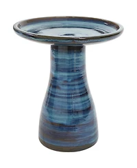 21" H Ceramic Bird Bath for Outside - Hand-Painted Outdoor Bird Bath Bowl, Uv/Frost-Resistant Finish - Galaxy Blue - Classic Pedestal