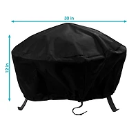 Outdoor Heavy-Duty Weather-Resistant Pvc and 300D Polyester Round Fire Pit Cover with Drawstring and Toggle Closure
