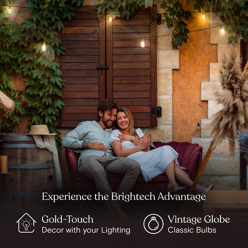 Brightech Glow 27ft Solar Powered Led Outdoor String Lights with Brass Hardware