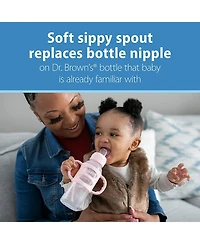 Dr. Browns Baby Narrow Sippy Baby Bottle with 100% Silicone Handles, 8oz, Pink